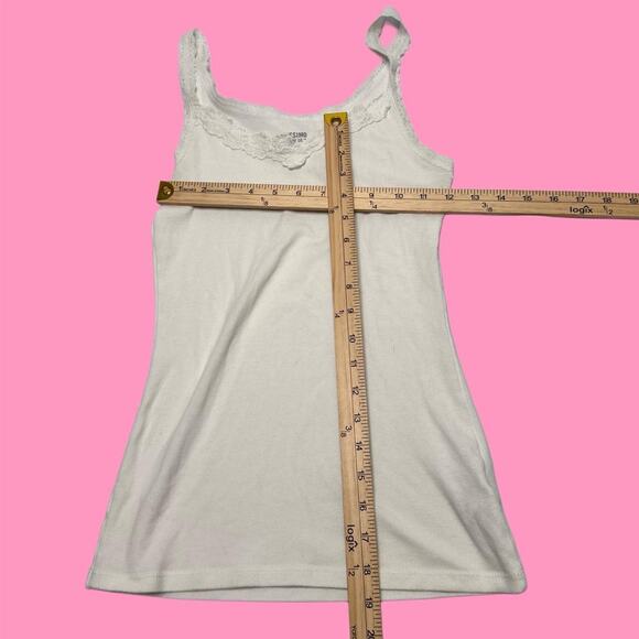 Mossimo Size Medium White Cotton Laced True To size Fitted Vintage Cami - Picture 3 of 4